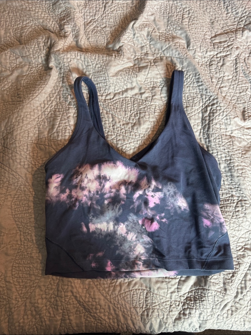 lululemon athletica Align Tie-Dye V-Neck Bralette Crop Top - Navy & Pink